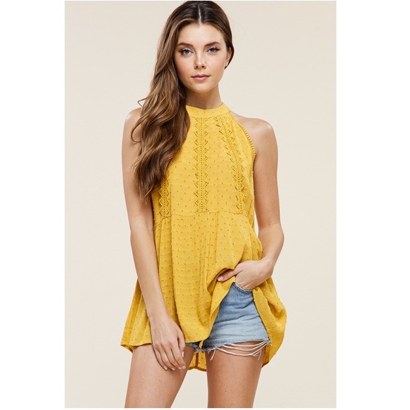 Staccato Tops - Rosie Halter Neck Mustard Tank